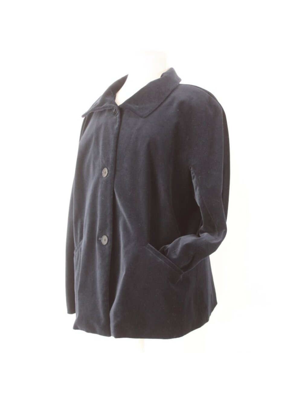 Talbots Jacket Sz 22W Navy Velour Collared Pockets Cotton Polyester Jacket - Picture 3 of 9